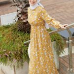 Floral Yellow Long Dress by MODANISA